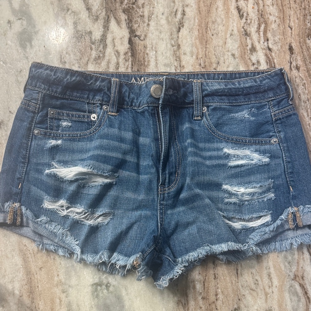 American Eagle Outfitters Distressed Blue Jean Shorts